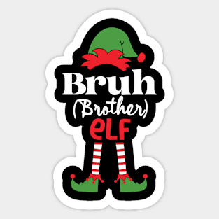 Bruh Family Elf Christmas Matching Brother Son Version Sticker